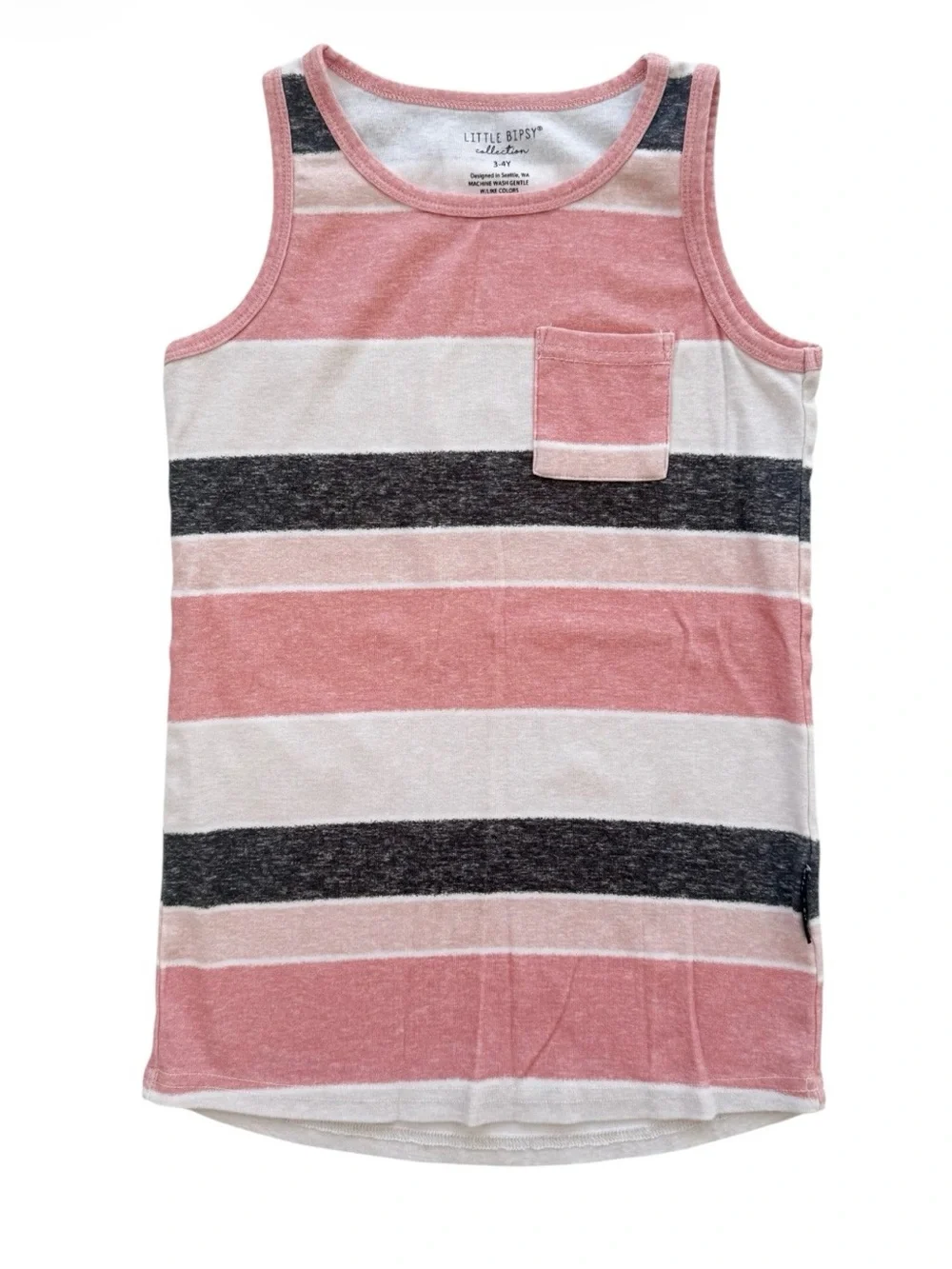 Little Bipsy Pink Striped Tank Dress Size 3/4